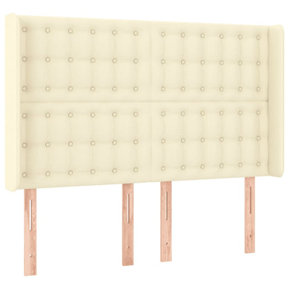 Cabeceira cama c/ LED 147x16x118/128 cm couro artificial crème