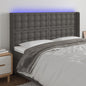 Cabeceira cama c/ LED couro artif. 147x16x118/128 cm cinzento