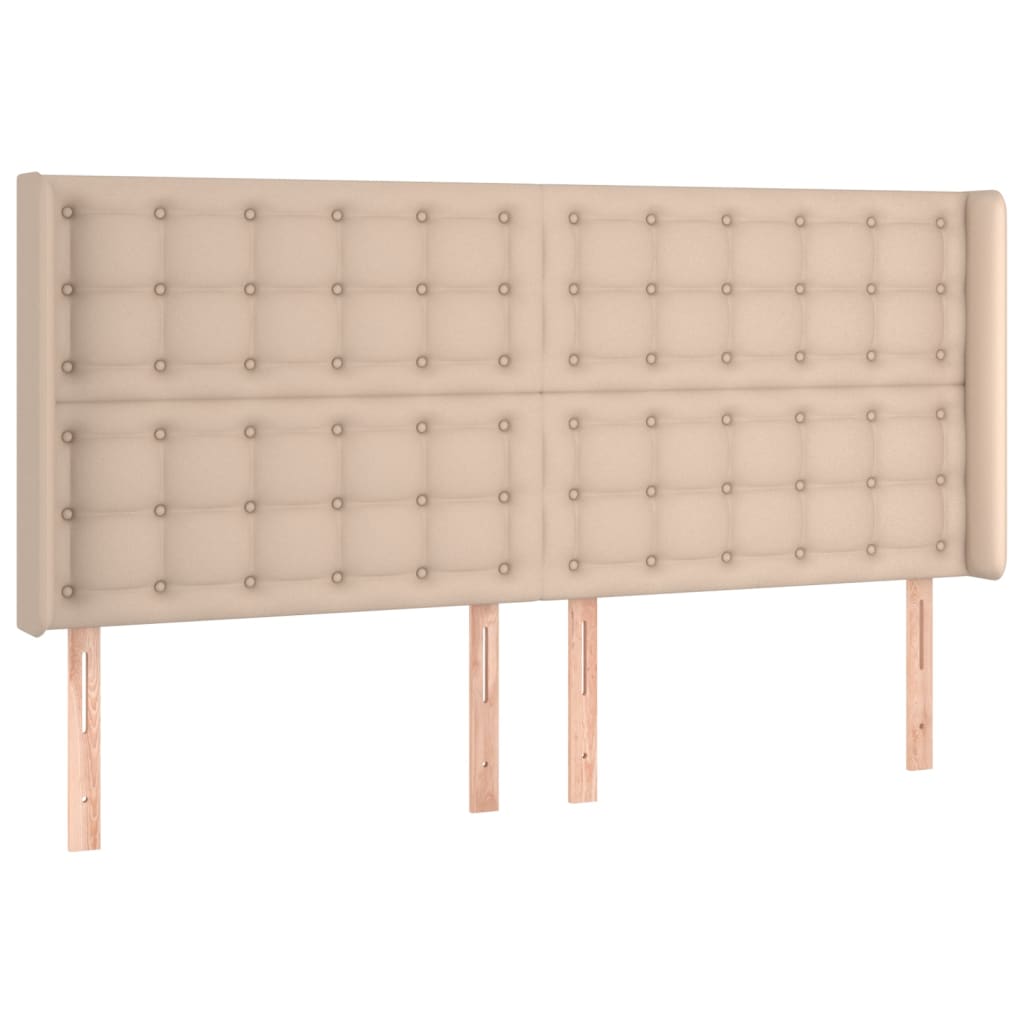Cabeceira cama c/ LED couro artif. 183x16x118/128 cm cappuccino