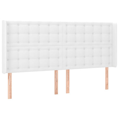 Cabeceira cama c/ LED couro artificial 203x16x118/128 cm branco