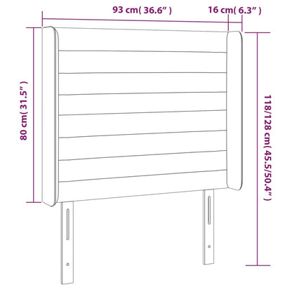 Cabeceira de cama c/ luzes LED tecido 93x16x118/128 cm castanho