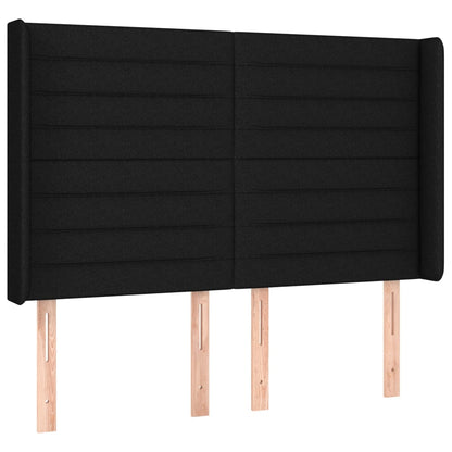 Cabeceira de cama c/ luzes LED tecido 147x16x118/128 cm preto