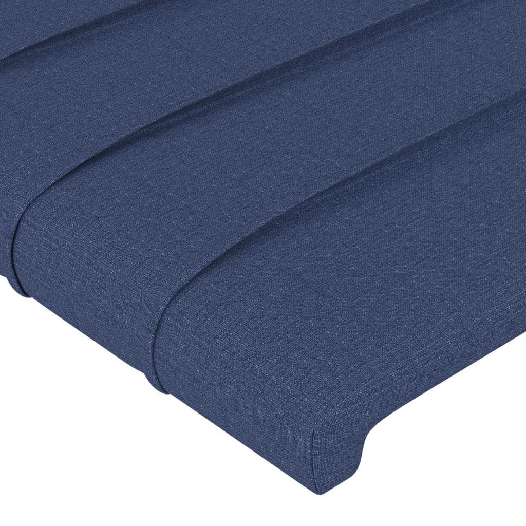 Cabeceira de cama c/ luzes LED tecido 147x16x118/128 cm azul