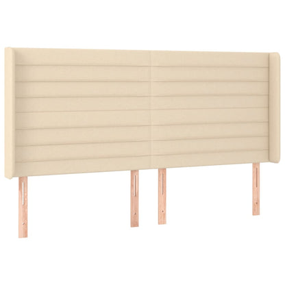 Cabeceira cama c/ luzes LED tecido 163x16x118/128 cm cor creme