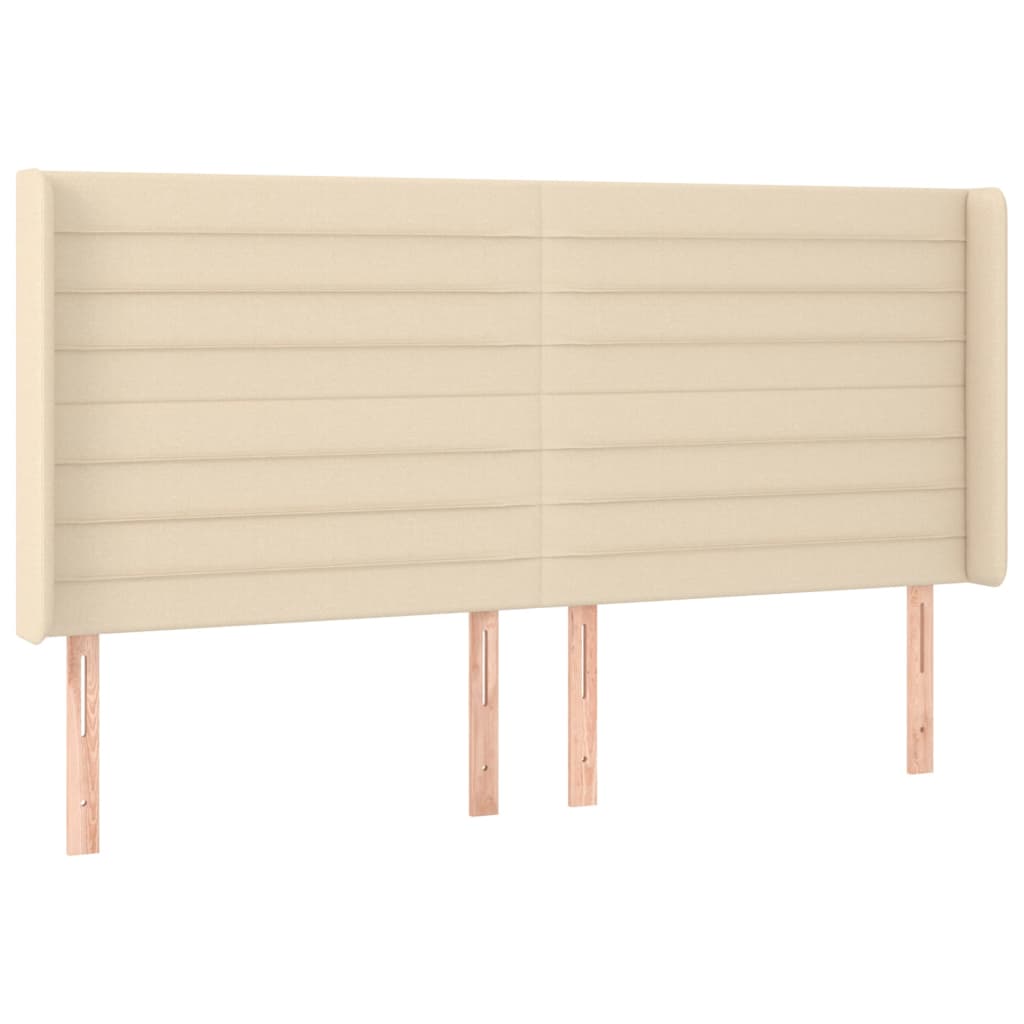 Cabeceira cama c/ luzes LED tecido 183x16x118/128 cm cor creme