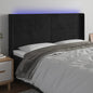 Cabeceira de cama c/ luzes LED veludo 163x16x118/128 cm preto