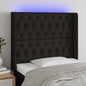 Cabeceira de cama c/ luzes LED tecido 103x16x118/128 cm preto