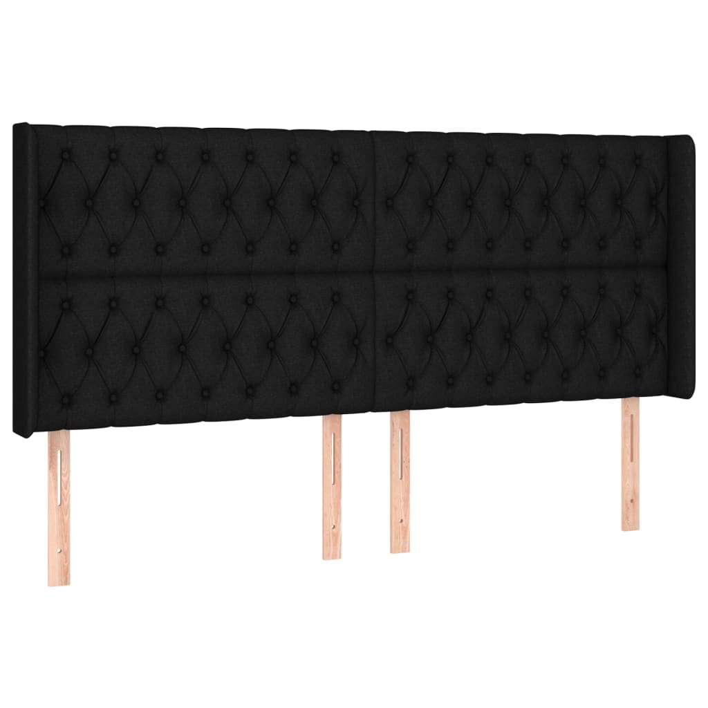 Cabeceira de cama c/ luzes LED tecido 203x16x118/128 cm preto