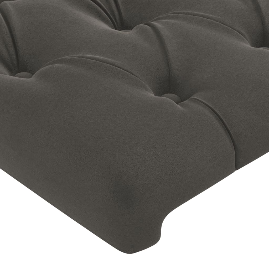 Cabeceira de cama c/ LED veludo 183x16x118/128 cm cinza-escuro