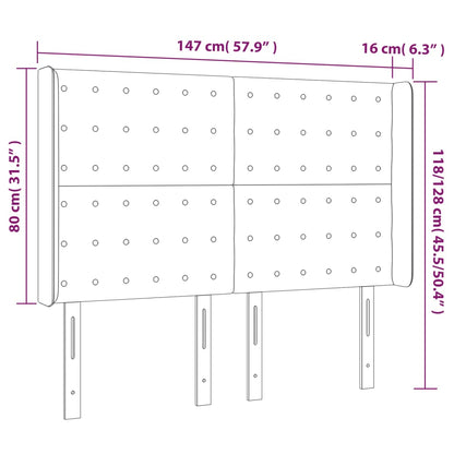 Cabeceira de cama c/ LED veludo 147x16x118/128 cm cinza-escuro