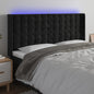 Cabeceira de cama c/ luzes LED veludo 163x16x118/128 cm preto
