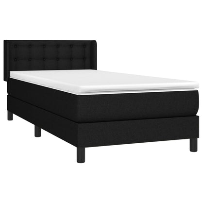Cama com molas/colchão 90x200 cm tecido preto