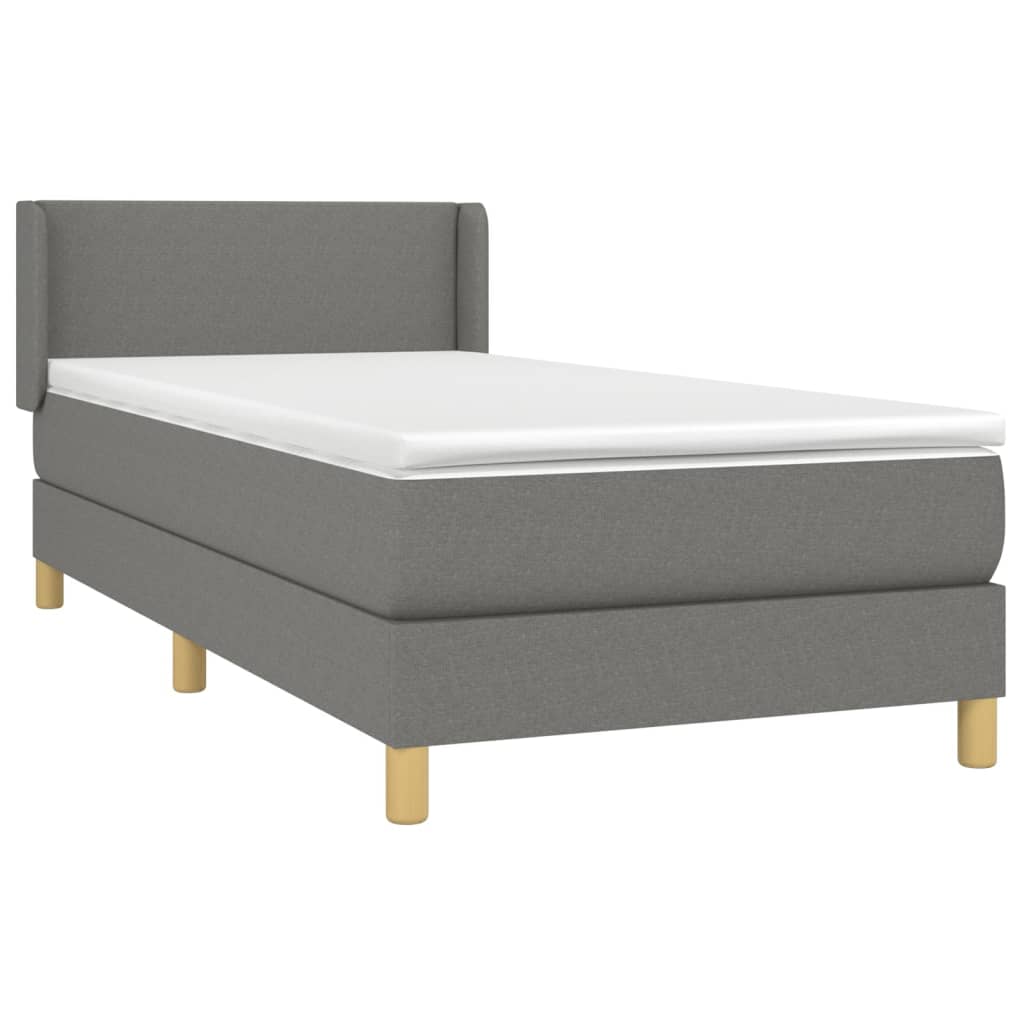 Cama com molas/colchão 100x200 cm tecido cinza-escuro