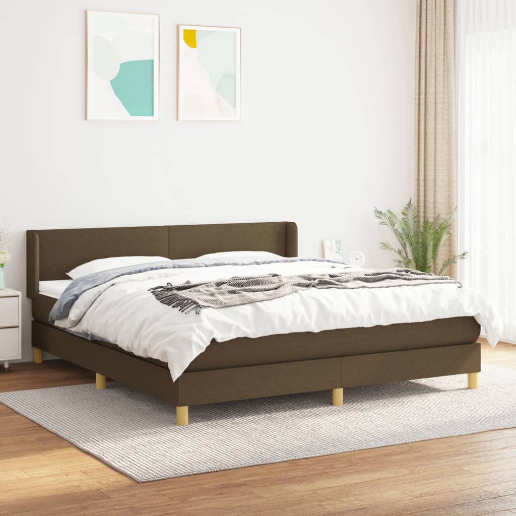 Cama com molas/colchão 160x200 cm tecido castanho-escuro