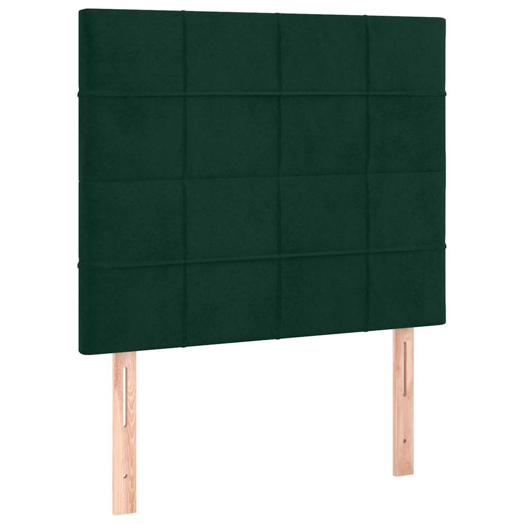 Cama com molas/colchão 100x200 cm veludo verde-escuro
