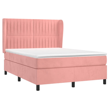 Cama com molas/colchão 140x190 cm veludo rosa