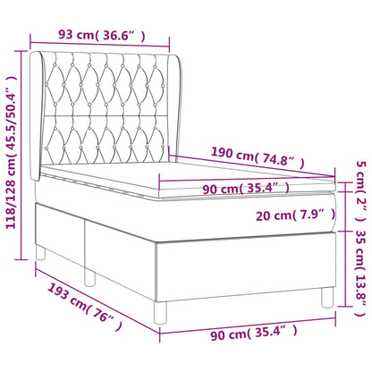 Cama com molas/colchão 90x190 cm veludo cinza-escuro