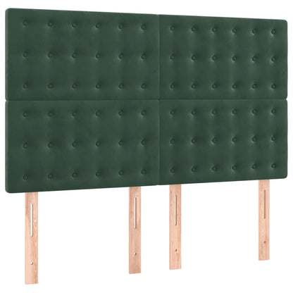 Cama com molas/colchão 140x190 cm veludo verde-escuro