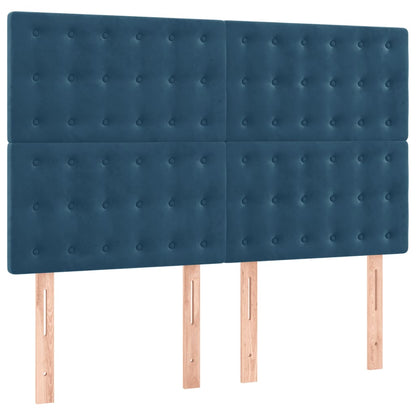 Cama com molas/colchão 140x190 cm veludo azul-escuro