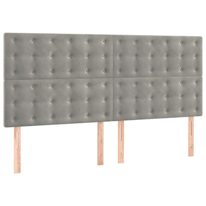 Cama com molas/colchão 180x200 cm veludo cinzento-claro