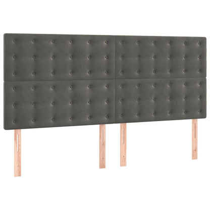 Cama com molas/colchão 200x200 cm veludo cinzento-escuro