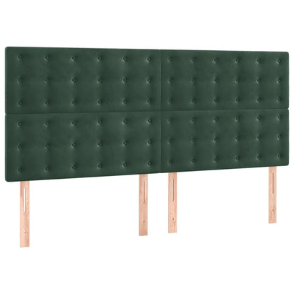 Cama com molas/colchão 200x200 cm veludo verde-escuro