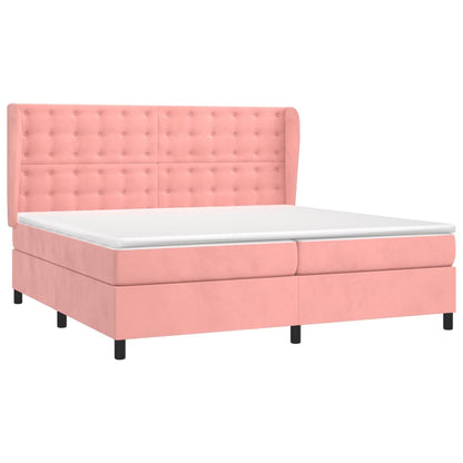 Cama com molas/colchão 200x200 cm veludo rosa