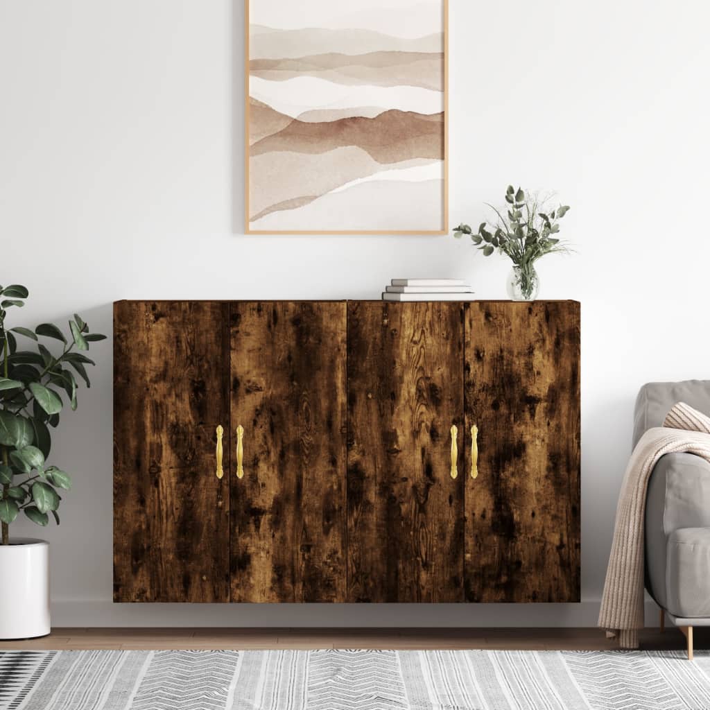 Armários de parede 2 pcs 69,5x34x90 cm carvalho fumado