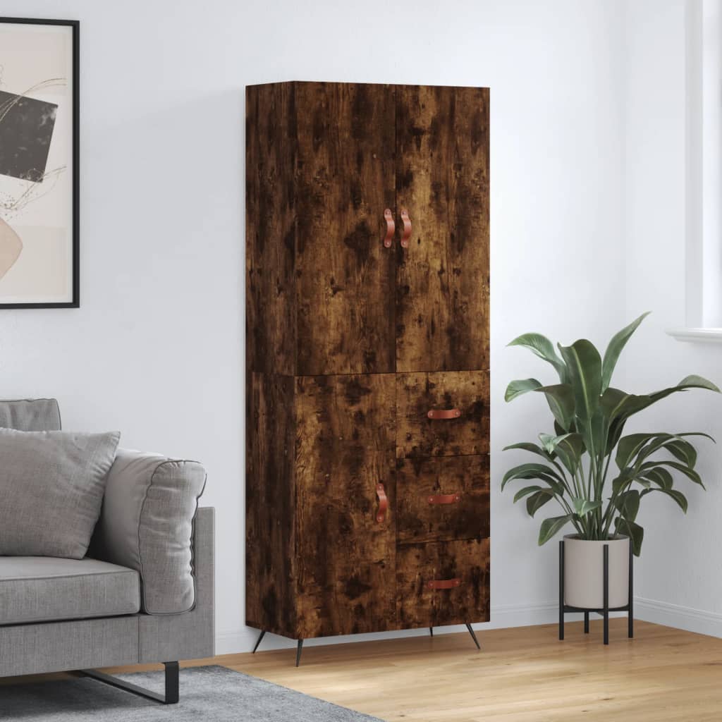 Armário alto 69,5x34x180 cm madeira processada carvalho fumado