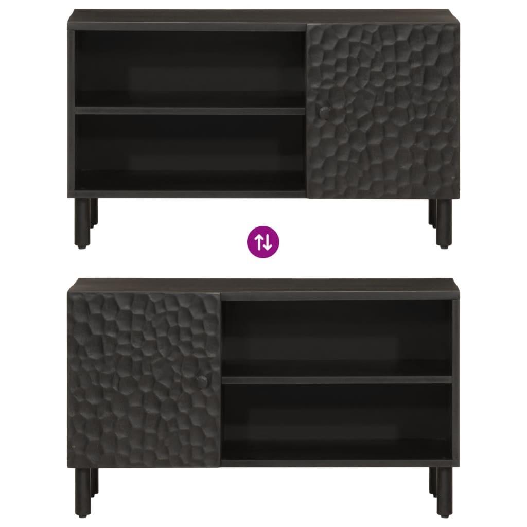 Móvel de TV madeira de mangueira maciça preto