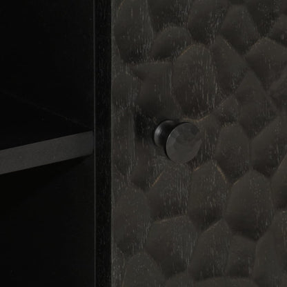 Móvel de TV madeira de mangueira maciça preto