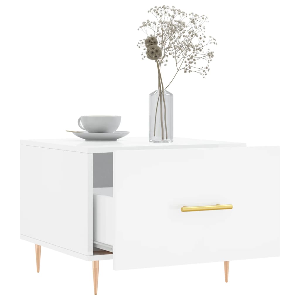 Mesas de centro 2 pcs 50x50x40 cm branco brilhante