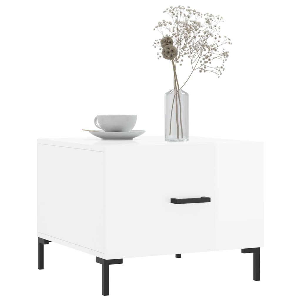 Mesas de centro 2 pcs 50x50x40 cm branco brilhante