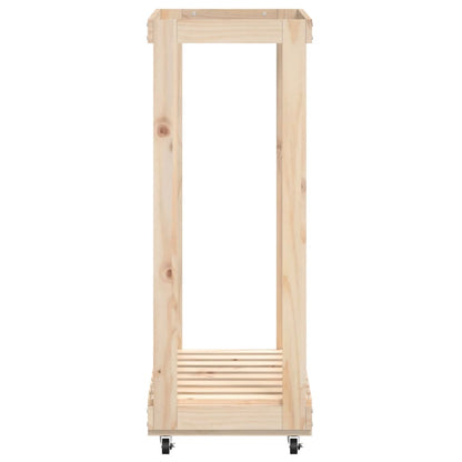 Suporte de lenha c/ rodas 76,5x40x108 cm pinho maciço