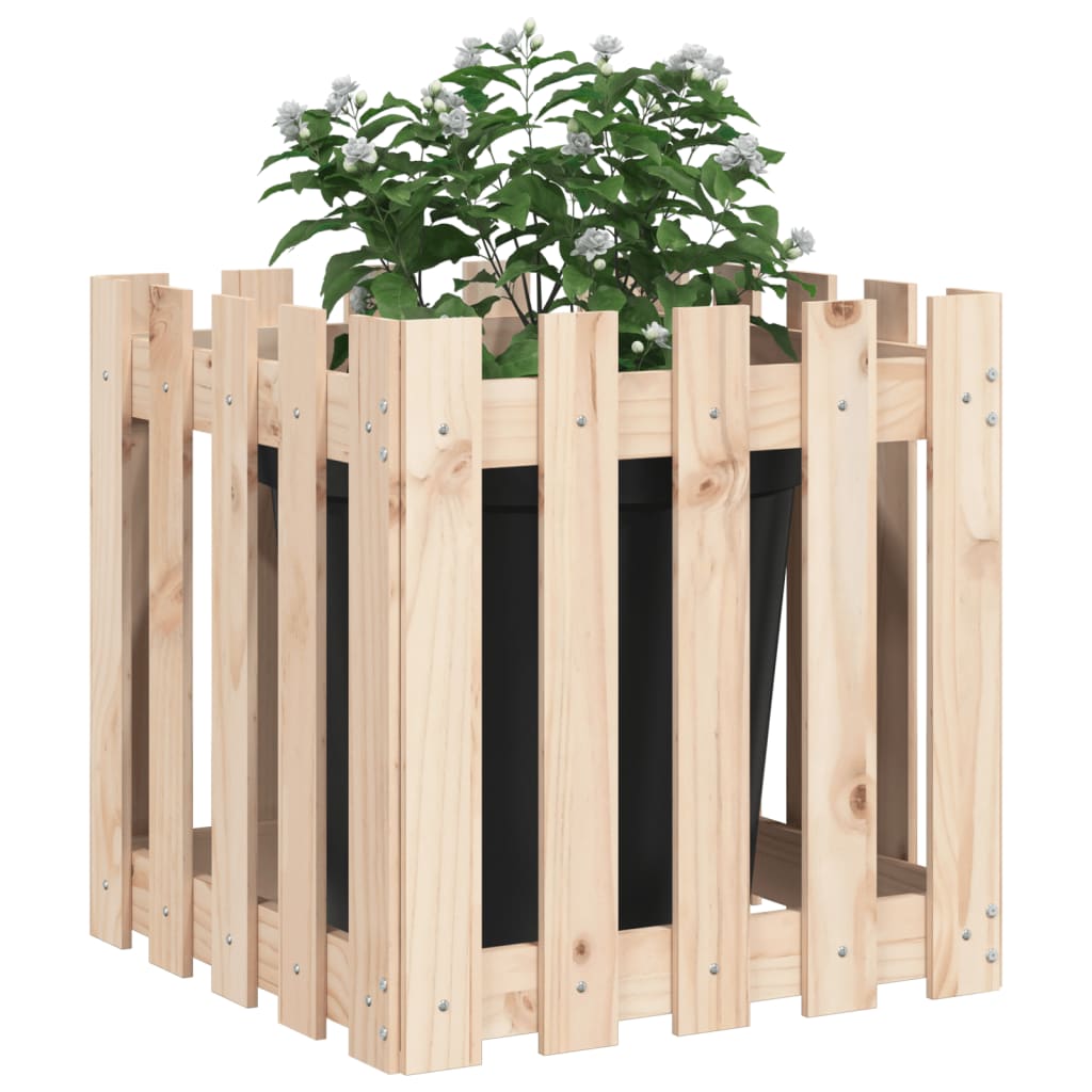 Vaso de jardim c/ design de cerca 50x50x50 cm pinho maciço