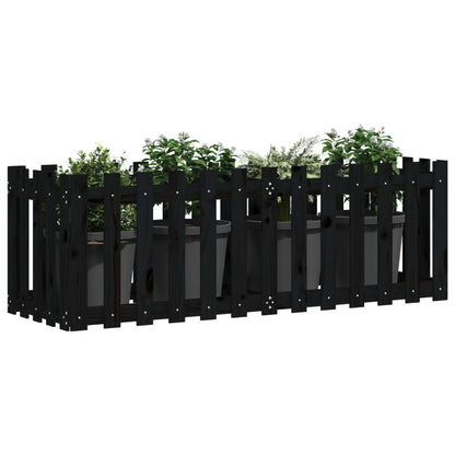 Canteiro elevado c/ design cerca 150x50x50cm pinho maciço preto