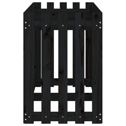 Canteiro elevado c/ design cerca 150x50x70cm pinho maciço preto