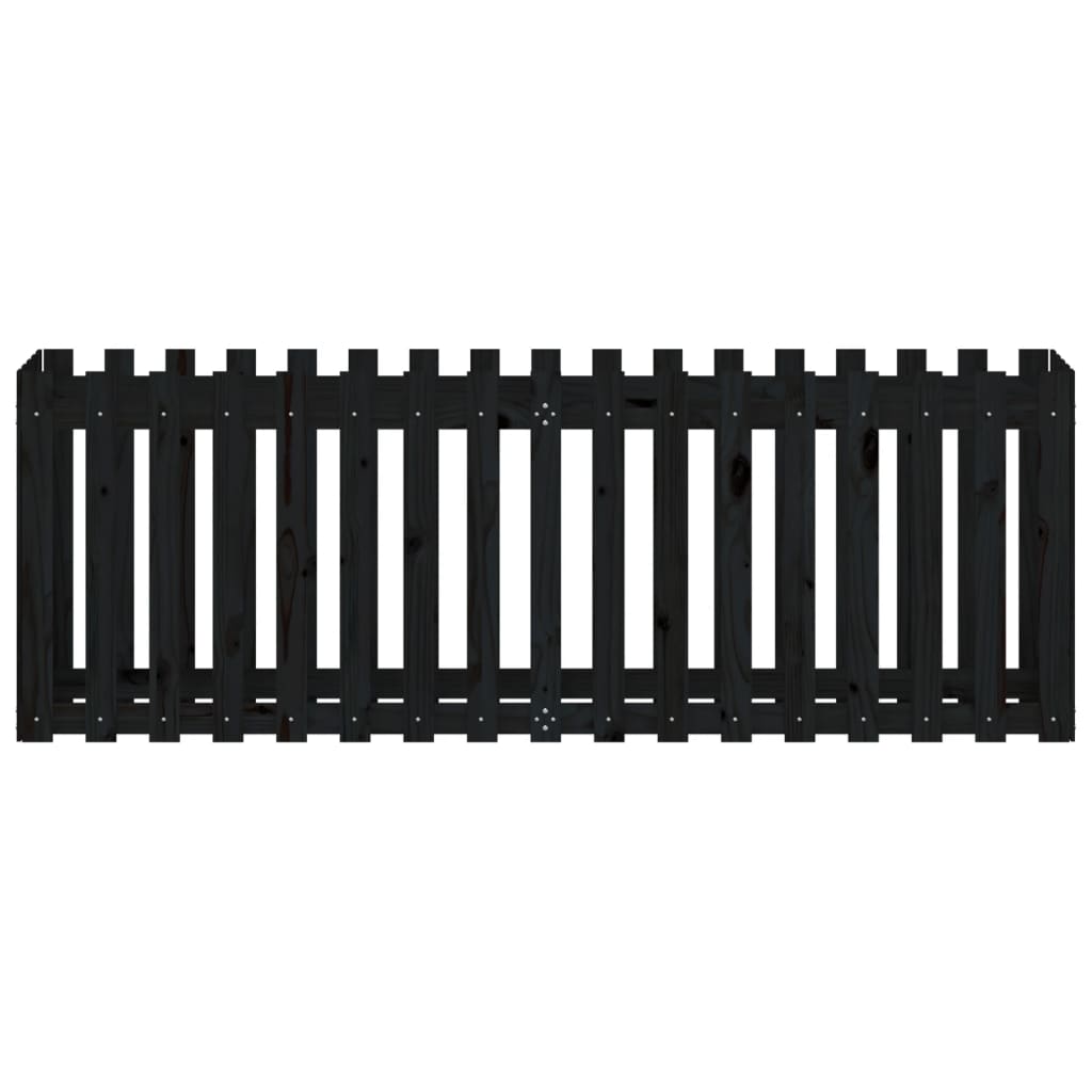 Canteiro elevado c/ design cerca 200x50x70cm pinho maciço preto