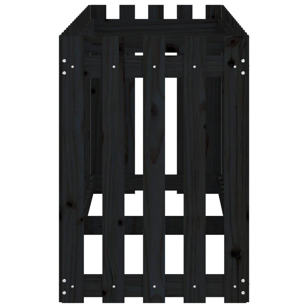 Canteiro elevado c/ design cerca 200x50x70cm pinho maciço preto