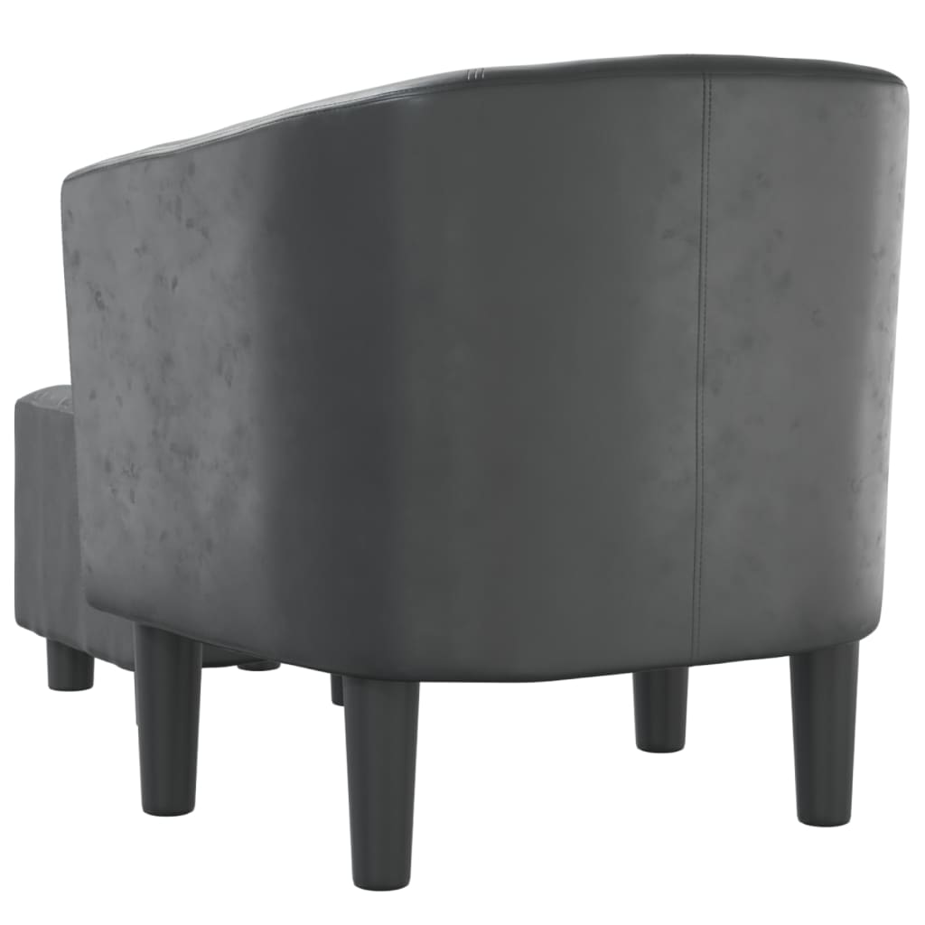 Poltrona com apoio de pés couro artificial cinzento