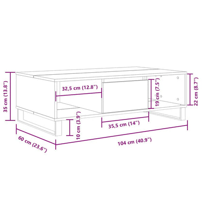 Mesa de centro 104x60x35 cm derivados madeira cinzento sonoma