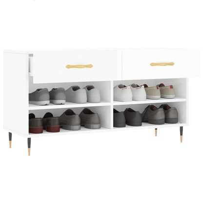 Banco sapateira 102x35x55 cm derivados madeira branco brilhante