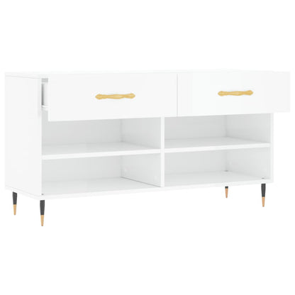 Banco sapateira 102x35x55 cm derivados madeira branco brilhante
