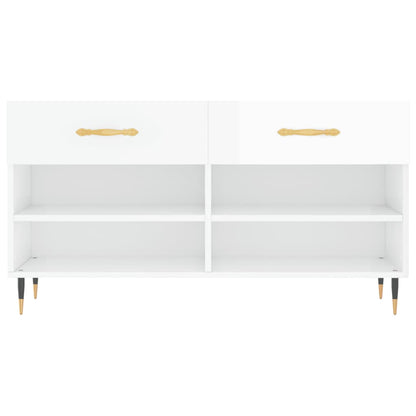 Banco sapateira 102x35x55 cm derivados madeira branco brilhante