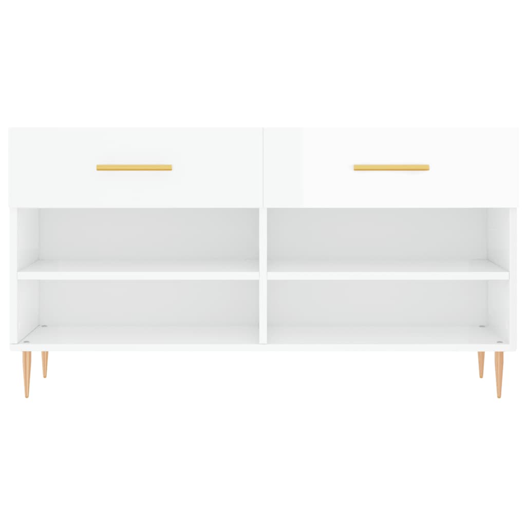 Banco sapateira 102x35x55 cm derivados madeira branco brilhante