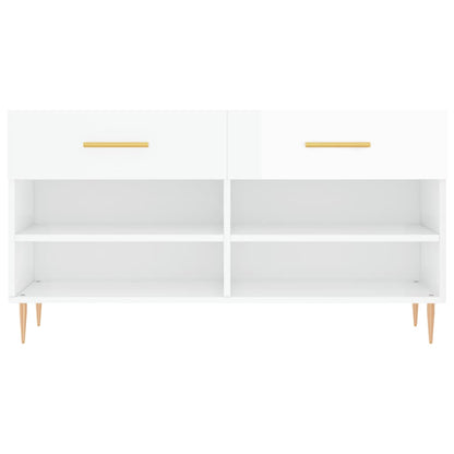 Banco sapateira 102x35x55 cm derivados madeira branco brilhante