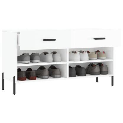 Banco sapateira 102x35x55 cm derivados madeira branco brilhante