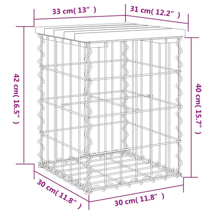 Banco de jardim c/ design gabião 33x31x42 cm pinho impregnado