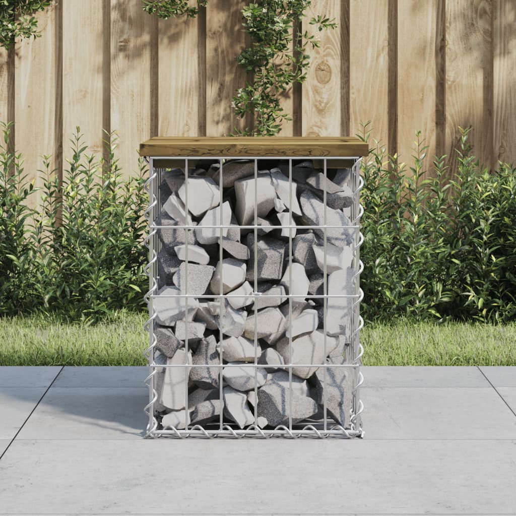 Banco de jardim c/ design gabião 33x31x42 cm pinho impregnado