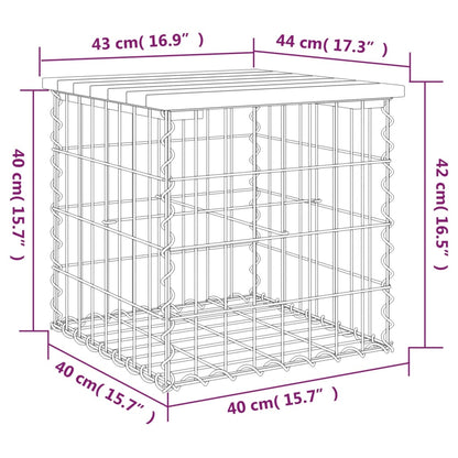 Banco jardim design gabião 43x44x42 cm madeira douglas maciça